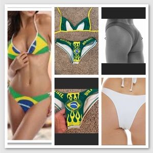 Brasil 2-piece thong Green Yellow bathing swimsuit size M Medium triangle Brazil